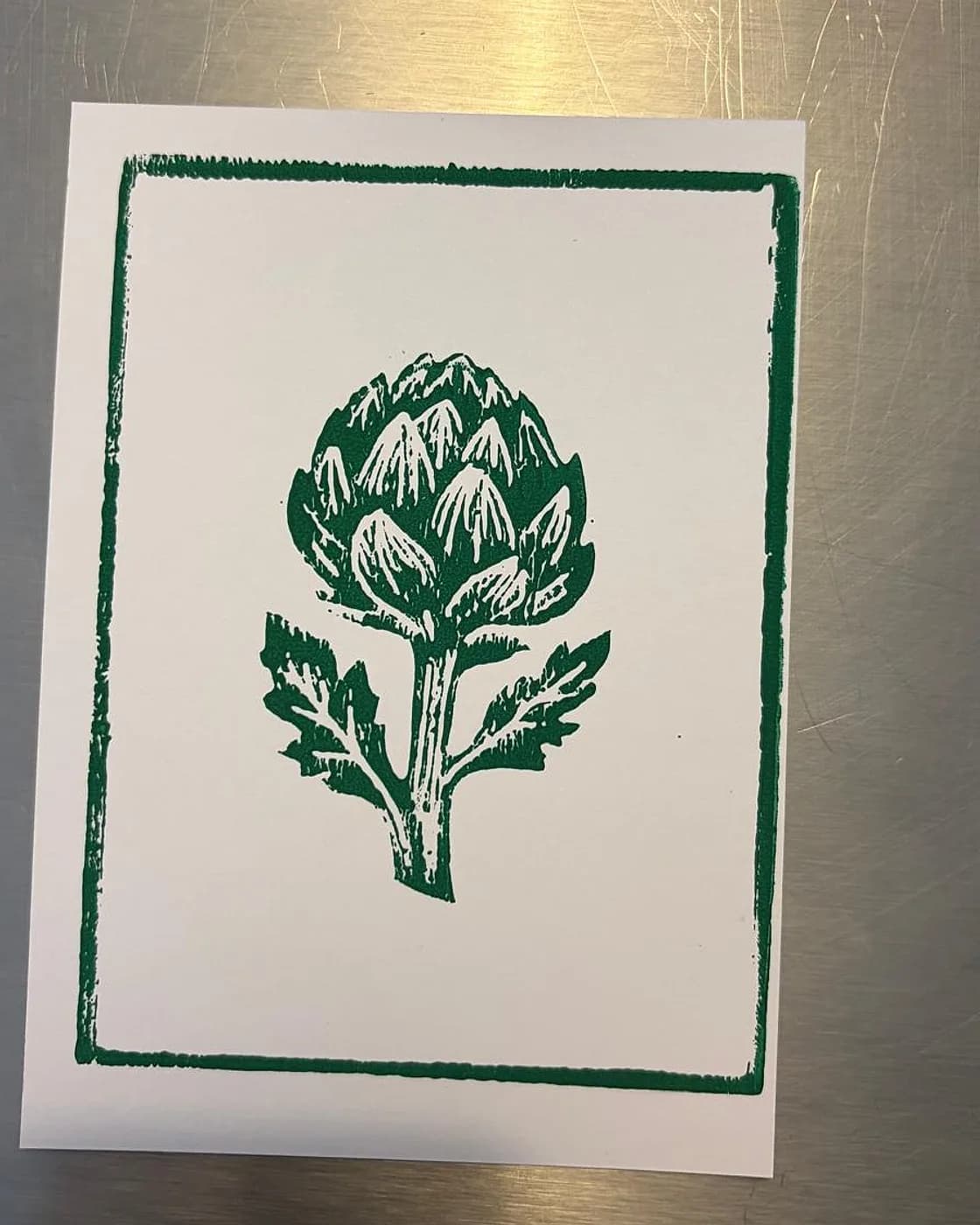 Carte gravée, l'artichaut, printmaking made at Artichaut in Montmartre